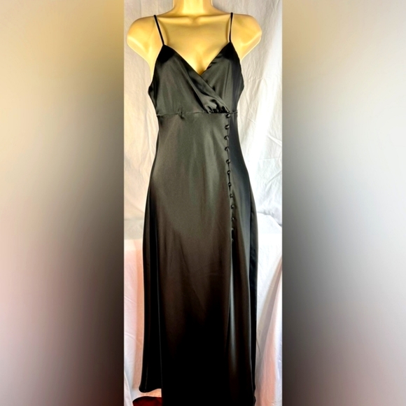 TOXIK 3 Dresses & Skirts - NWT Large Sexy Satin Black Dress with left side slit